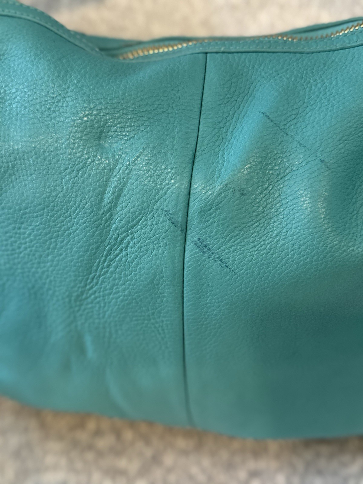 Tory Burch Amanda Teal Leather Flat Hobo Bag Excellent Condition No Strap