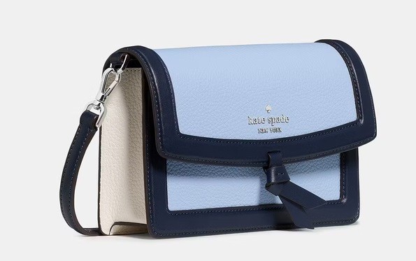 Kate Spade Colorblock Leather Flap Crossbody Bag Blue White NWT
