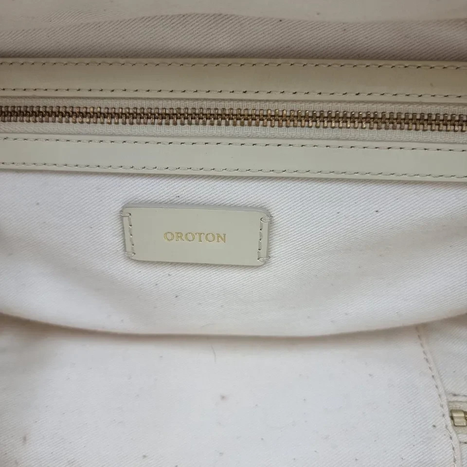 Oroton Izzie Clotted Cream Small Bowler Leather Crossbody Bag Purse w/ dust bag