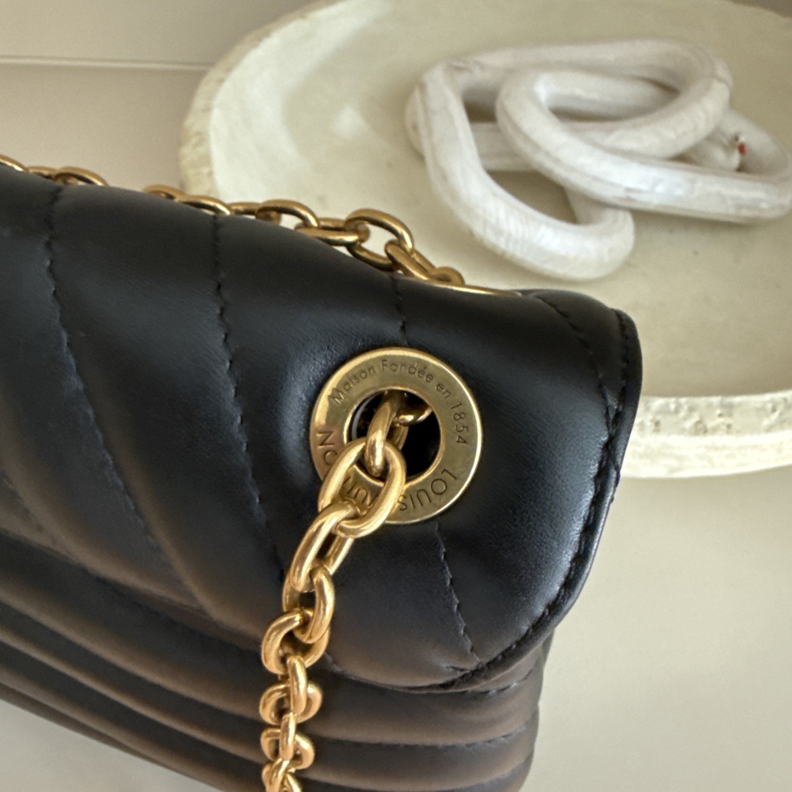 Louis Vuitton New Wave Chain Shoulder Bag Black Leather
