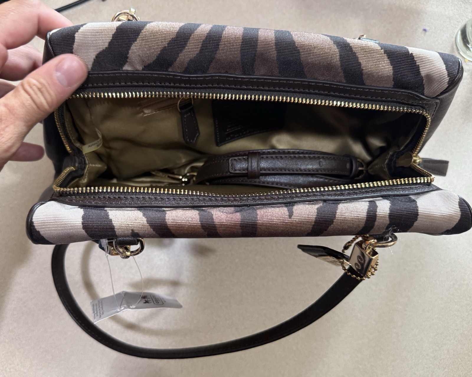 Coach Madison Zebra Print Satchel 26634 Brown Multi Handbag Purse NWT