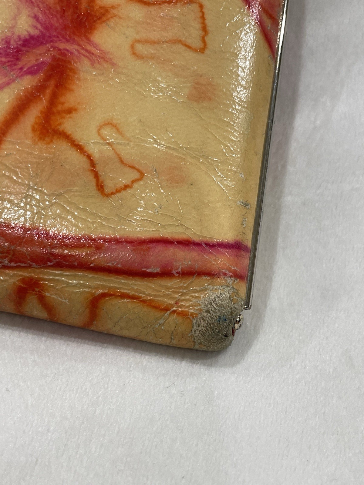 *FOR REPAIR OR CRAFT* Lodis Multi-colored Marbled Leather Framed Clutch SEE PICS