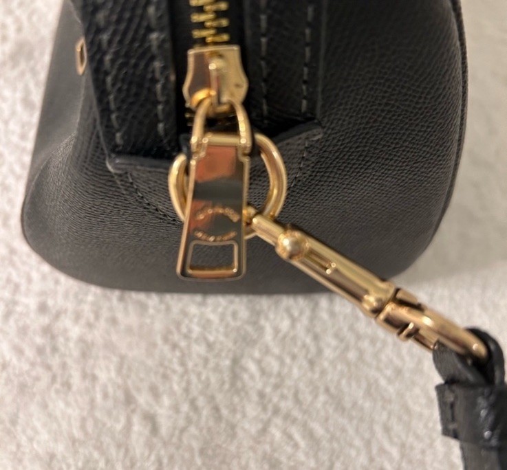 Coach Medium Rowan Black Pebbled Satchel Handle Bag Detachable Strap Gold