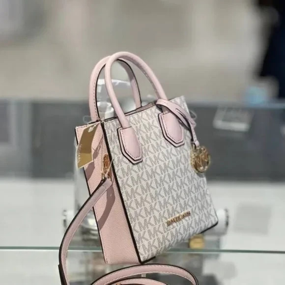 NWT Michael Kors Mercer Extra Small Shopper Crossbody Bag Powder Blush Multi