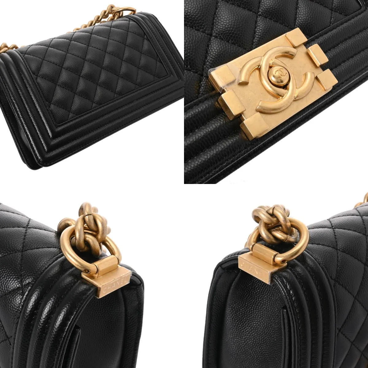 Chanel cm A67085 Shoulder Bag Grained Calfskin Black #WB3979