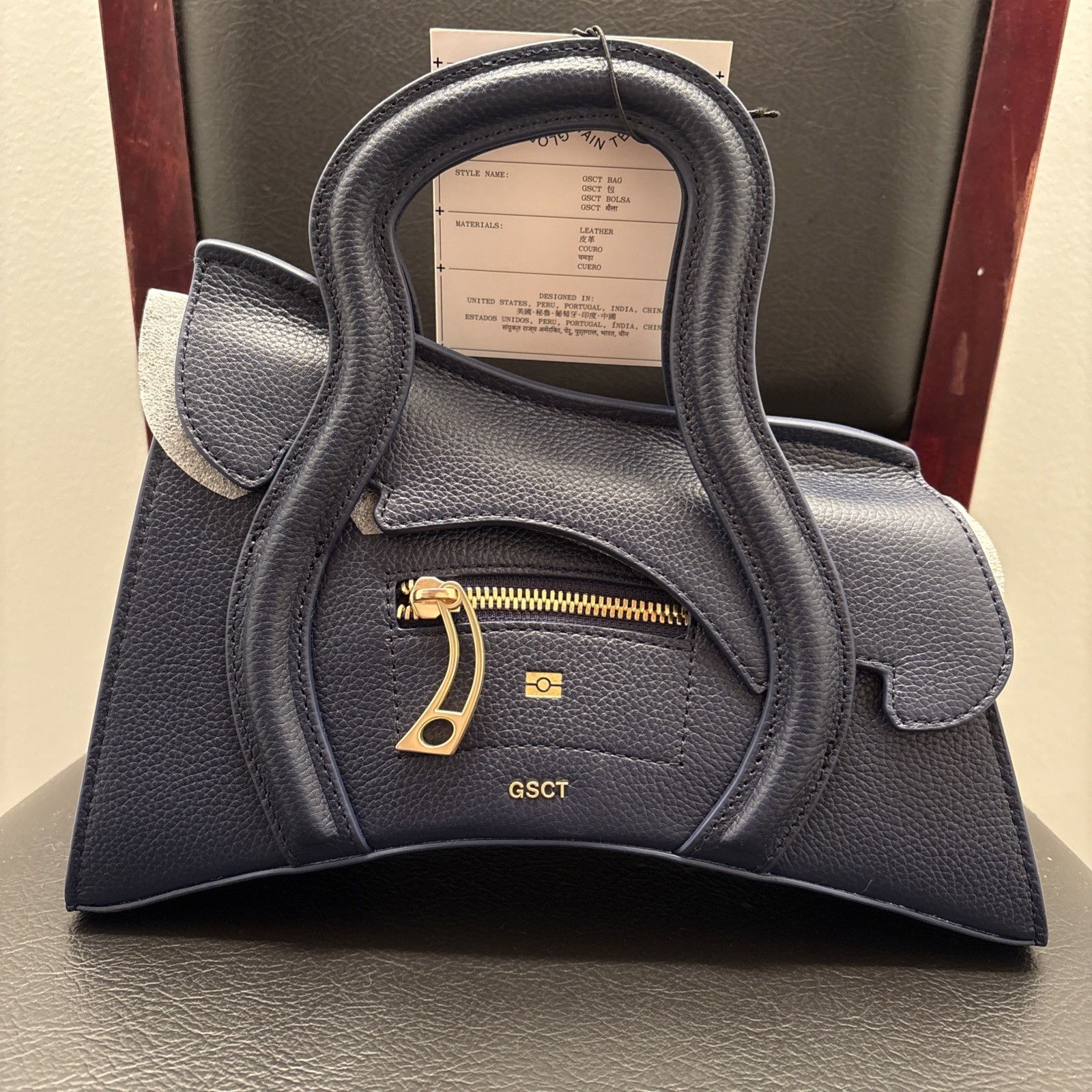 *UNRELEASED!* MSCHF GSCT-Global Supply Chain Telephone JFK Navy Leather Handbag