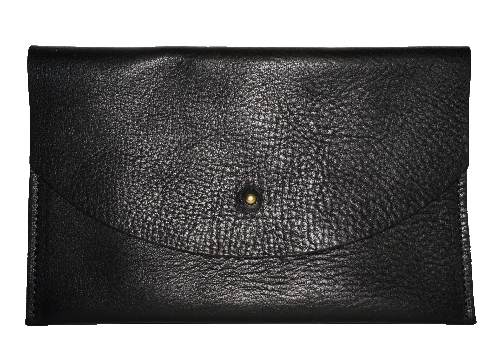 Vintage ARTISAN CRAFTED Small Black Genuine Leather Slim Flap-Pouch 5.25 x 8.5