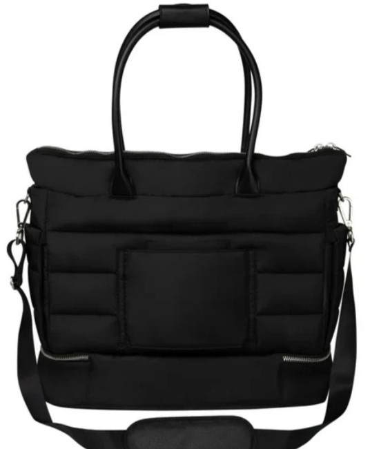 iPack Puffy Fashion Tote Luggage Black Travel Adjustable Strap Laptop Pocket NWT