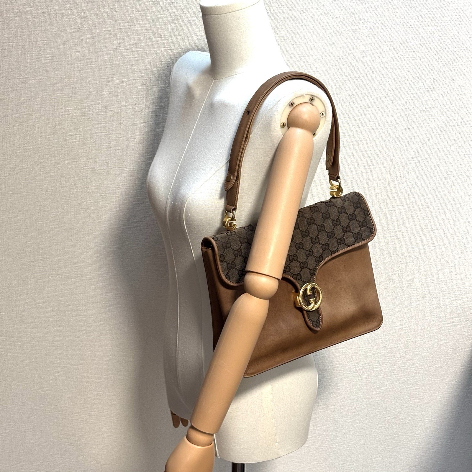 Vintage Gucci Shoulder Bag One Shoulder purse Brown Authentic