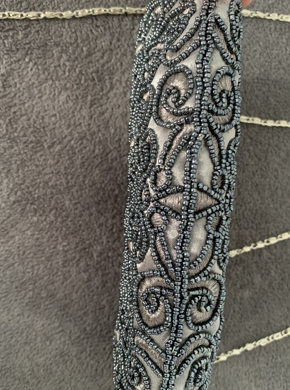 Sequined Beaded Evening Bag, short and long chain, clutch
