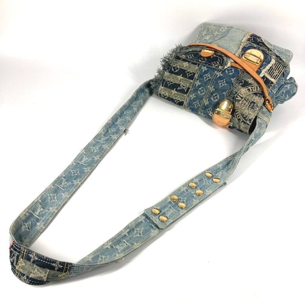 LOUIS VUITTON M95374 MonogramDenim Patchwork Post Messenger Bag Shoulder Bag