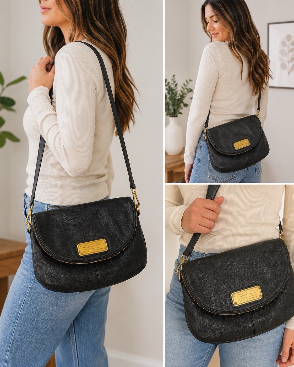 Marc By Marc Jacobs Workwear Black Leather Preppy Natasha Crossbody Bag NICE