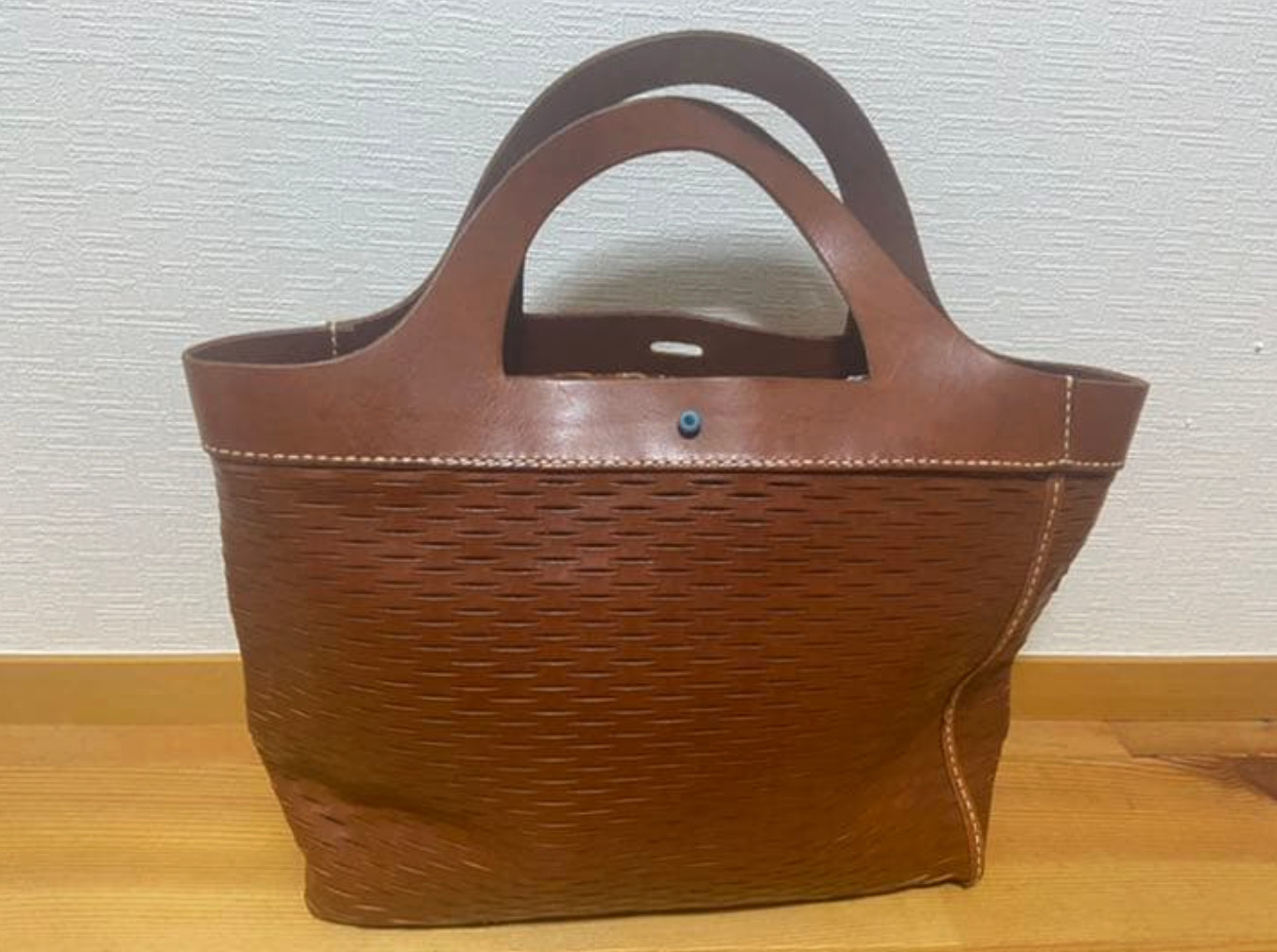 HENRY CUIR Brown Leather Hand Bag Tote Bag From Japan