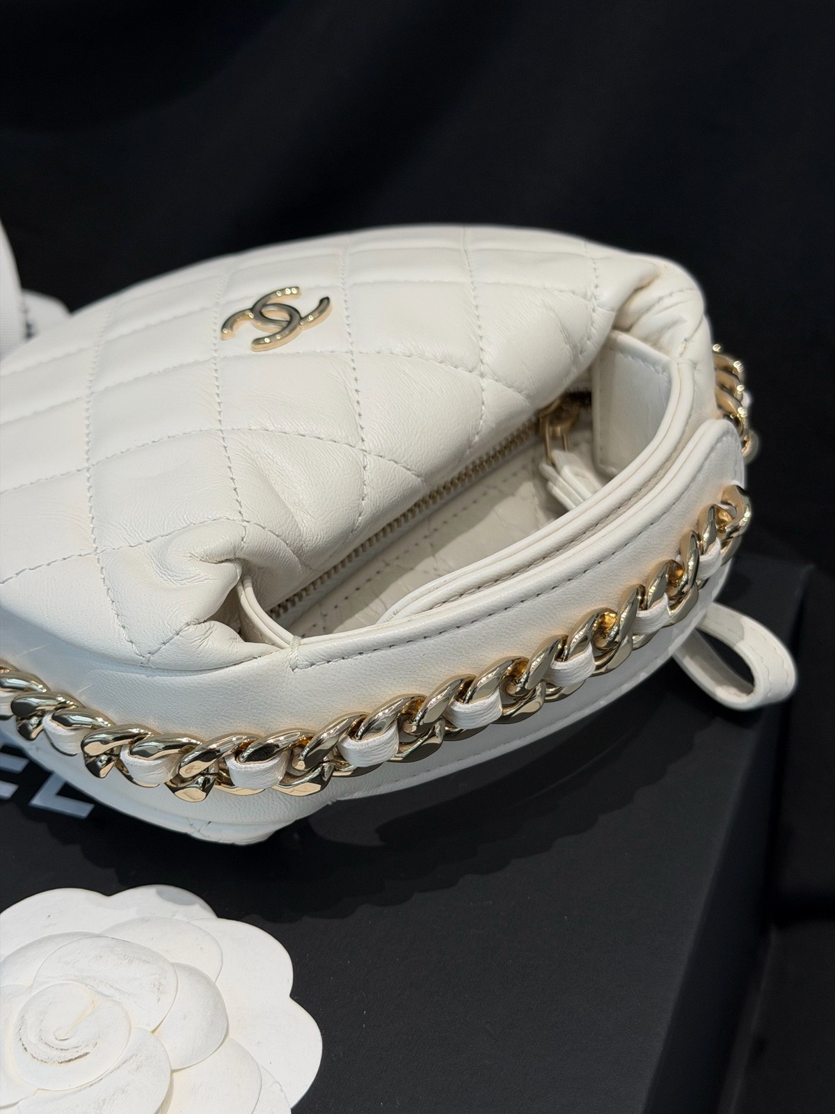 Chanel 23C Hula Hoop Hobo Bag Top Handle Clutch Lambskin Quilted [Duties Paid]