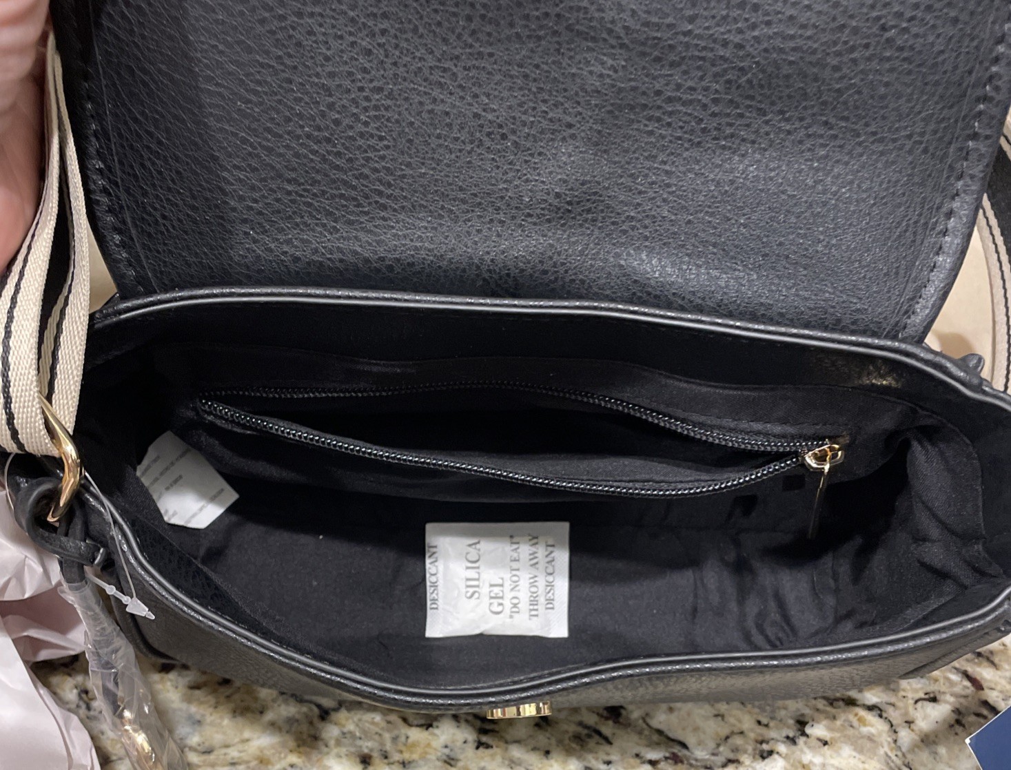 US Polo Assn Black Studded Handbag Crossbody Strap Bag Charm 9 x 6 x 5.5 in NWT