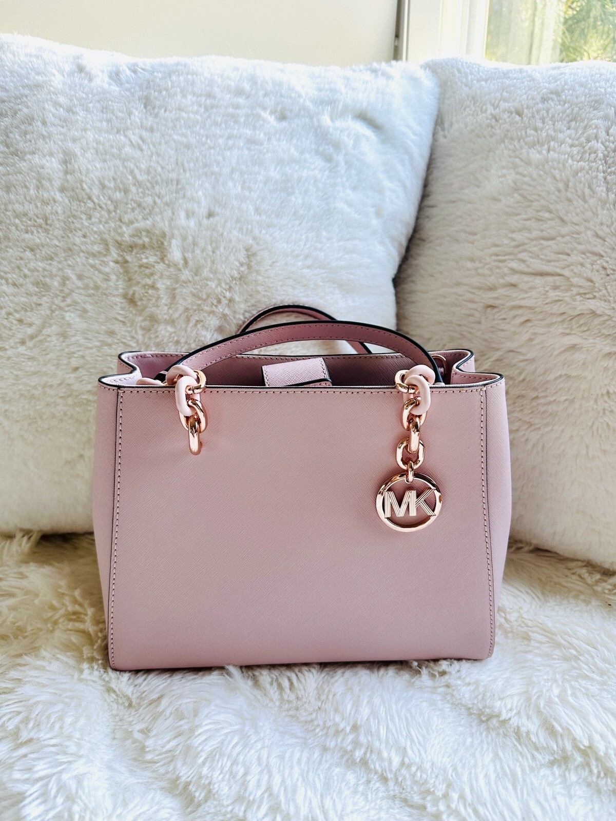 NWT MICHAEL KORS MK Sofia Medium North South Bag Tote Crossbody Blossom Pink