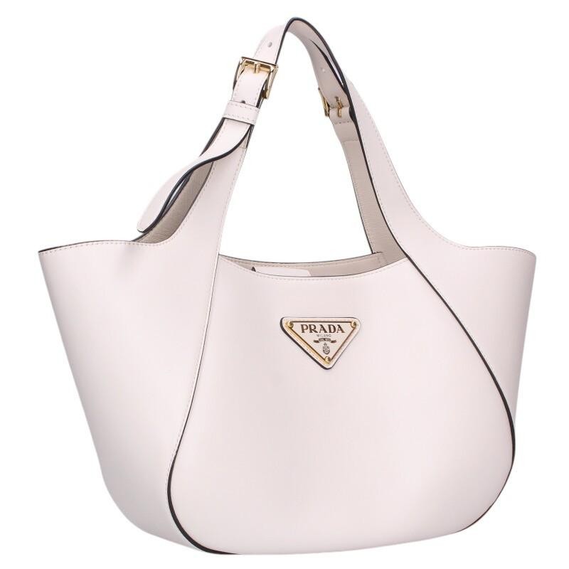 PRADA Bag: 1BG483 Leather Handbag White W40H18D7cm w/dust bag;
