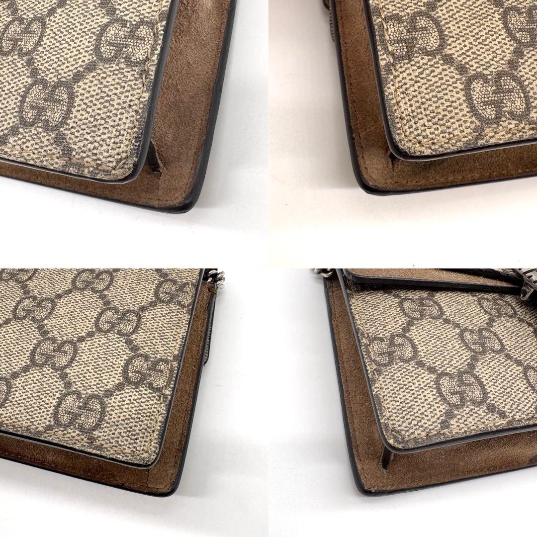 GUCCI Dionysus Super Mini Chain Shoulder Bag Brown Leather Unisex Authentic