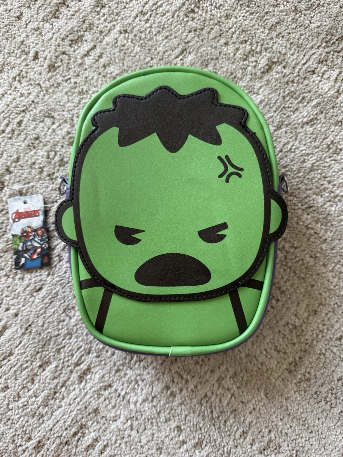 NWT Marvel Avengers Hulk Zip Case Bag Buckle-Down Green Purple Crossbody