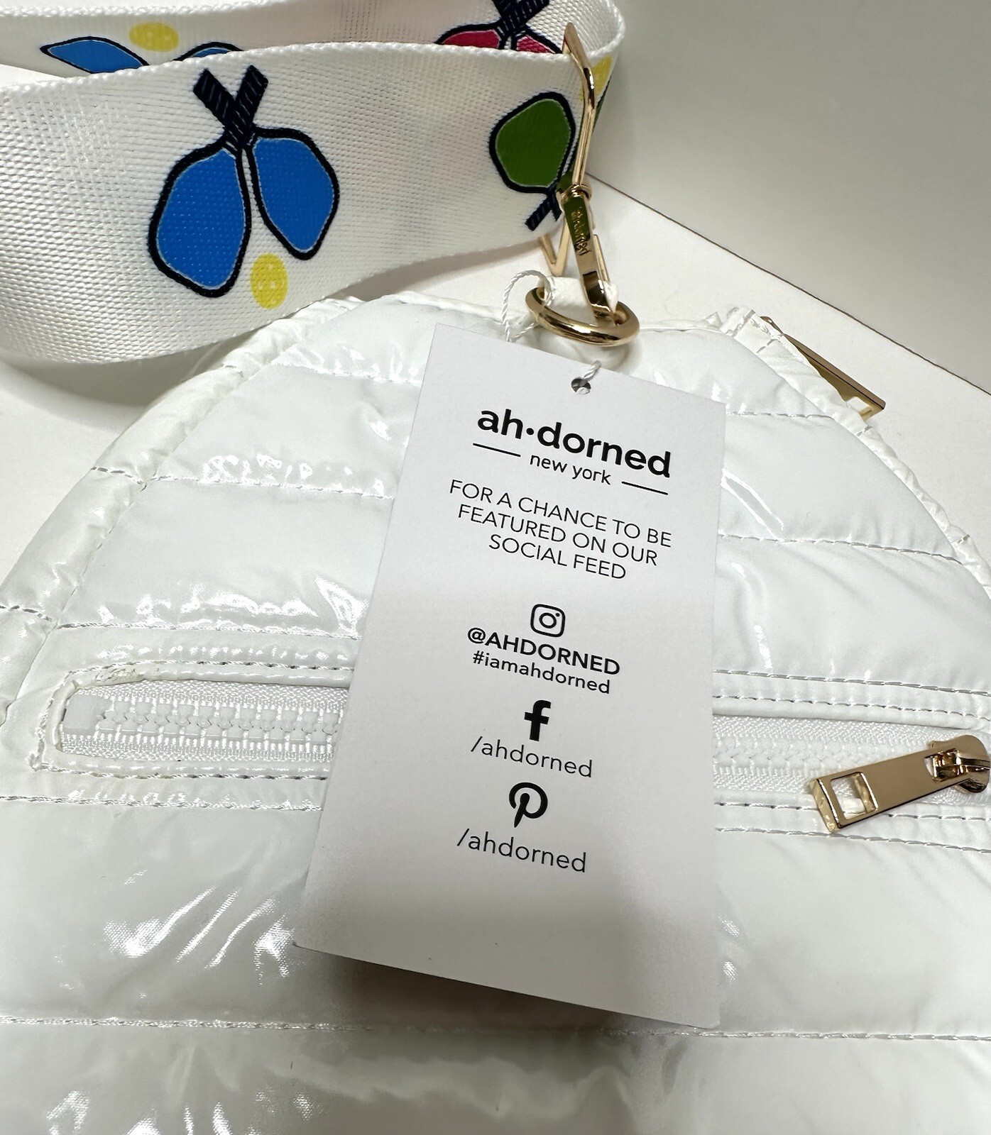 Womens Ah Dorned Shoulder Crossbody Bag Purse Tennis Racquet Puff Purse NEW