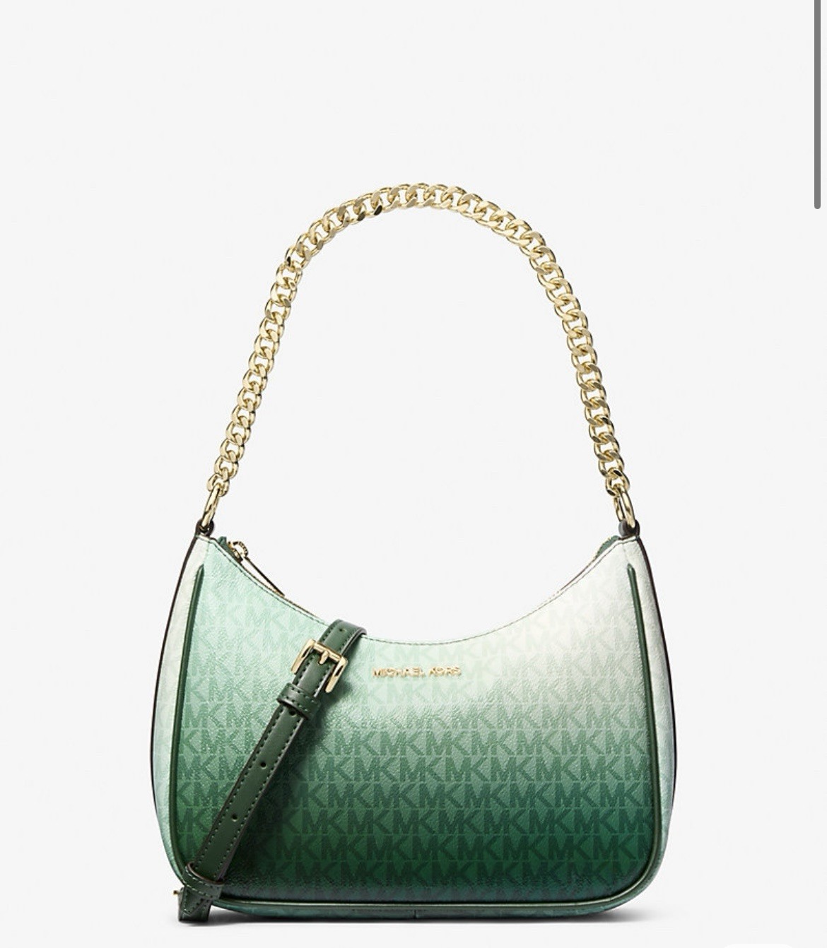 Michael Kors Jet Set Large Women Pochette Ombré Logo Crossbody Bag Moss Green