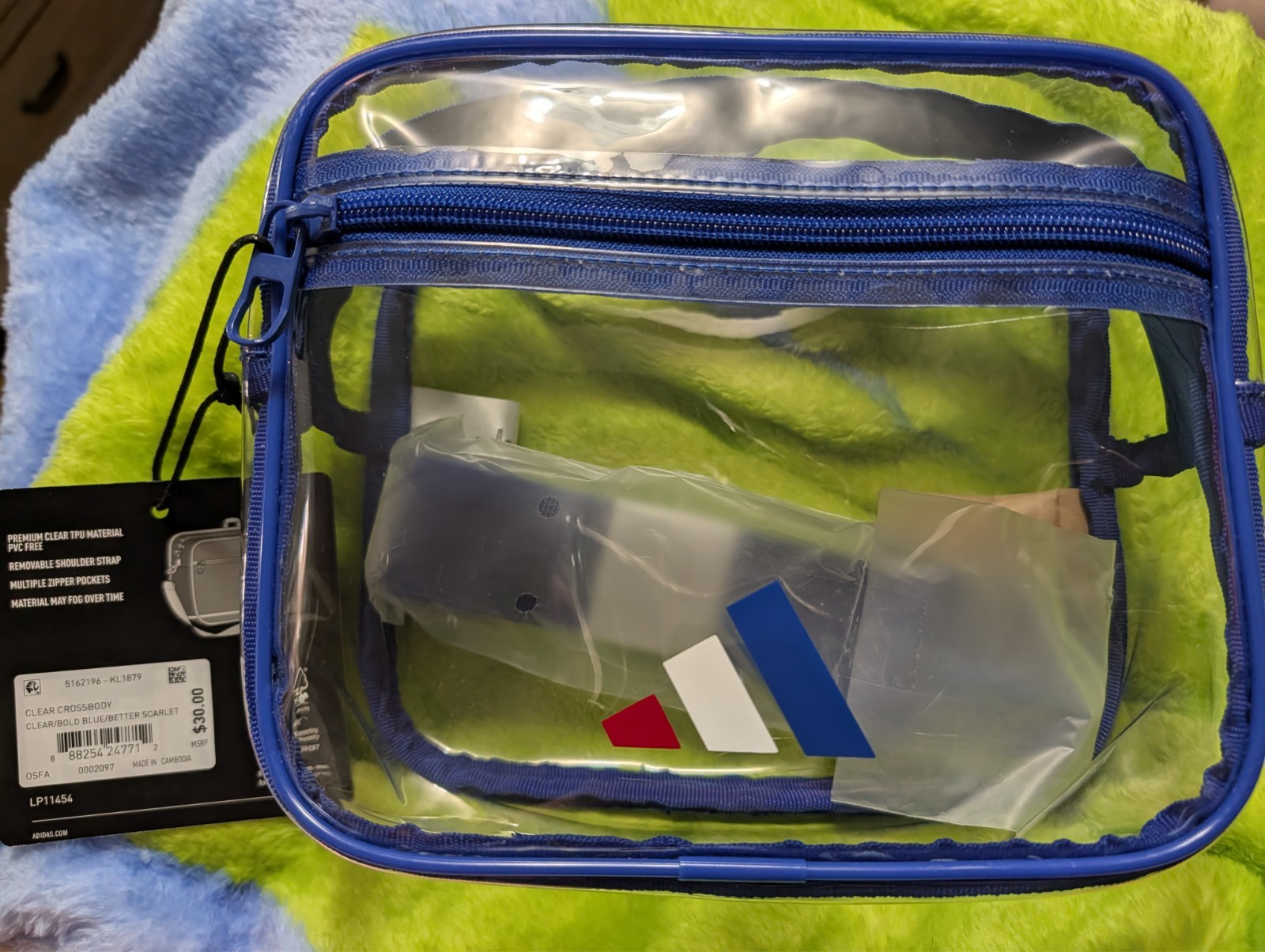 Adidas Clear Crossbody Bag Bold Blue/Better Scarlet NWT