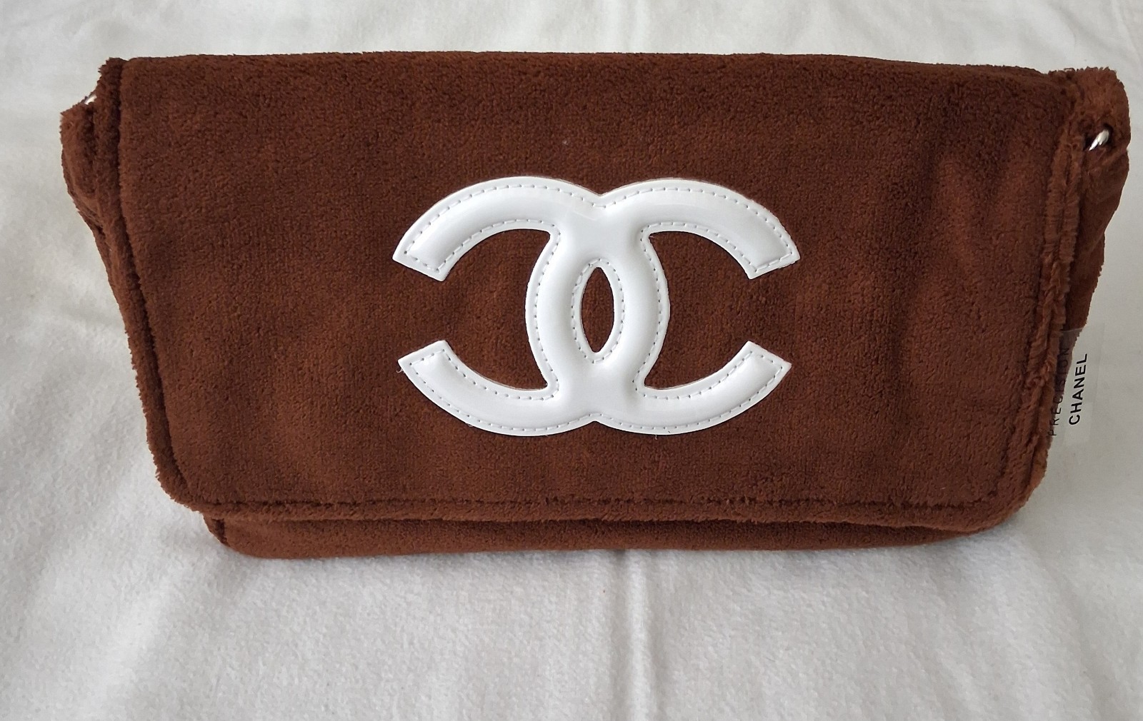 CHANEL PRECISION Beaute VIP Brown Terry Cloth Crossbody Shoulder Bag CC