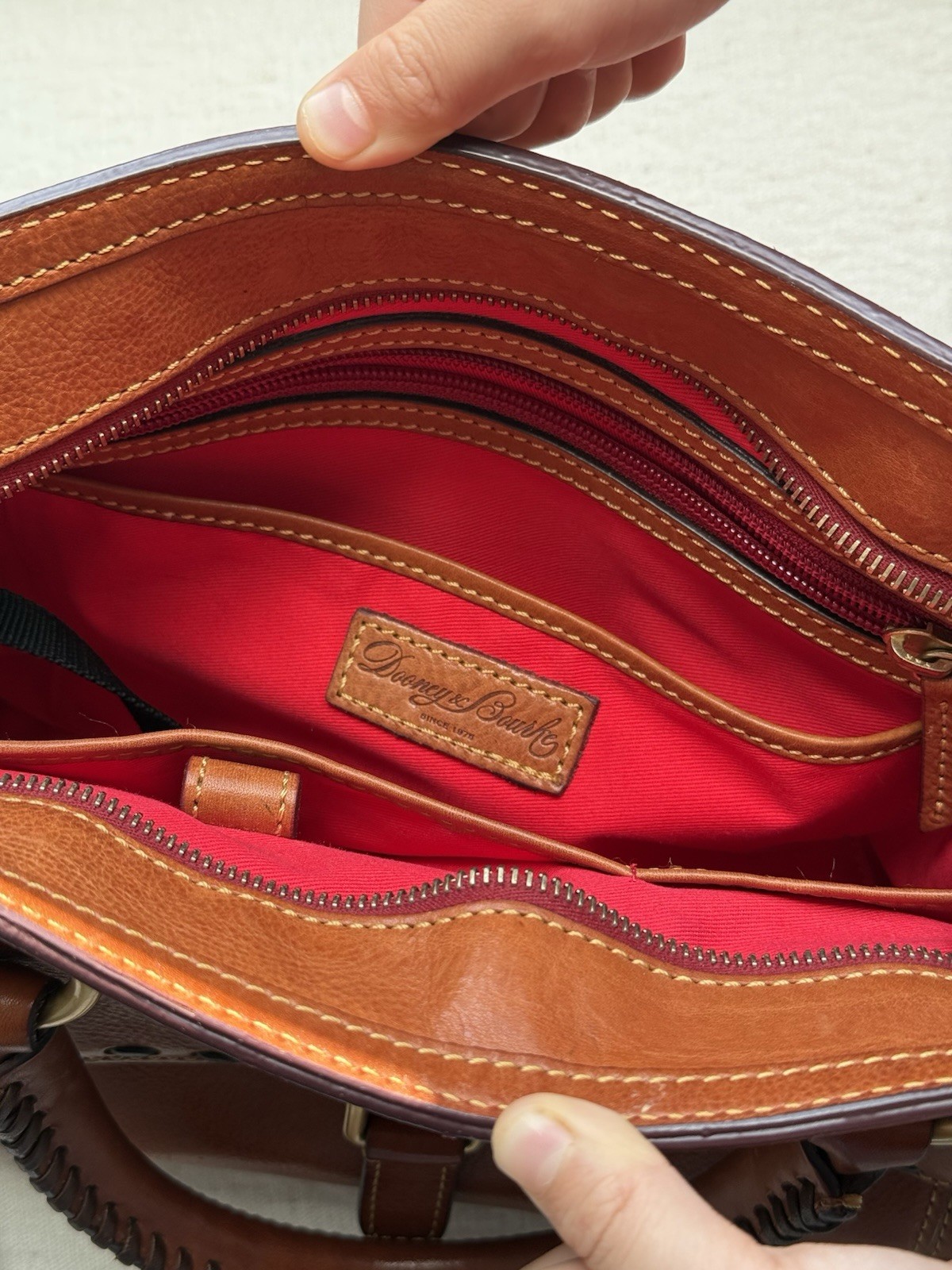 Dooney & Bourke Florentine Toscana Front Pocket Satchel Chestnut with Strap