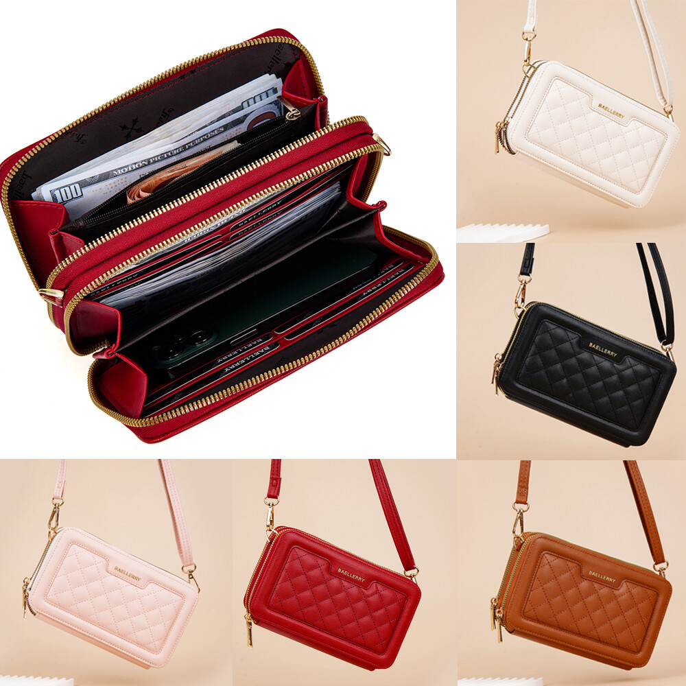 Lightweight Crossbody Leather Wallet for Women Cellphone Purse with Card Slots