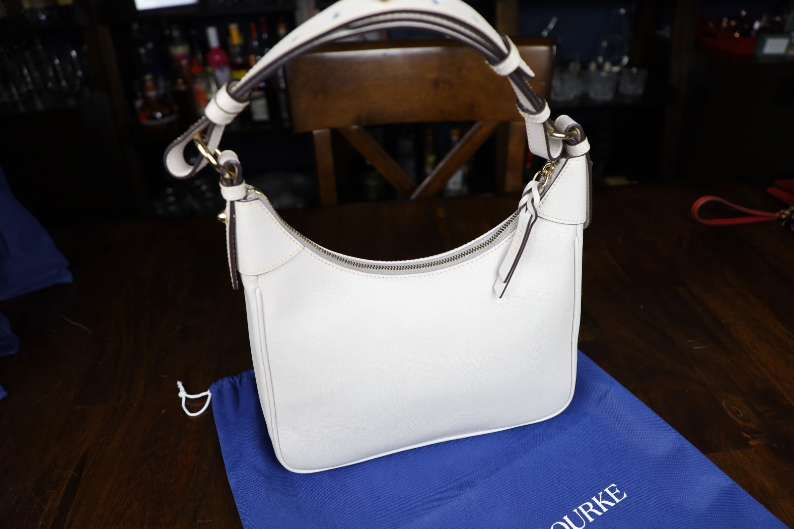 NWOT Dooney & Bourke Ecru Saffiano Rebecca Hobo