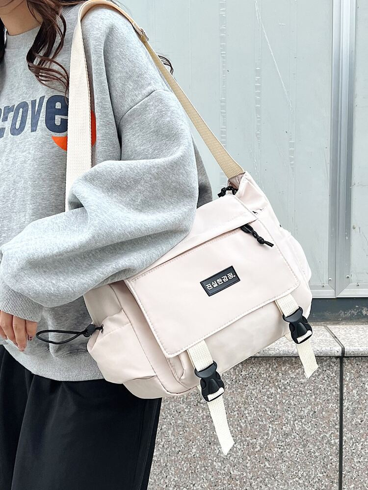 Korean Canvas Crossbody Bag 「진실한감정」 for Woman Everyday Shoulder Handbag