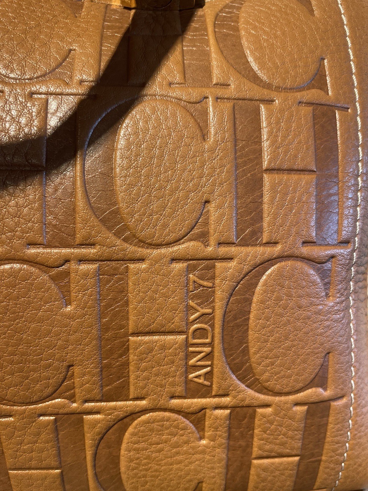CH * Carolina Herrera Andy 7 Camel Cognac Luggage Handbag Authentic Leather New