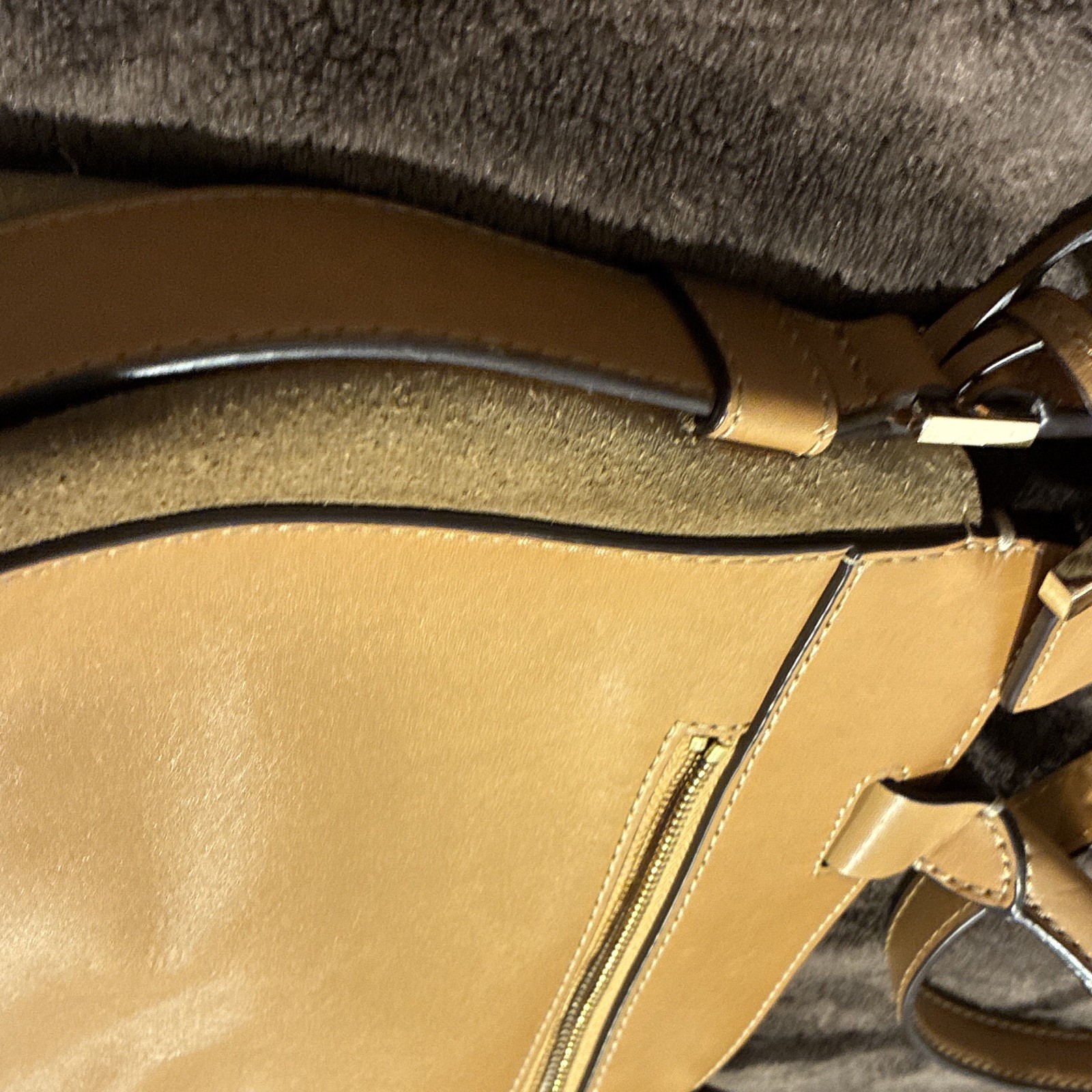 Michael Kors Tan Satchel Top Handle Detachable Crossbody Strap Turn Lock Zip