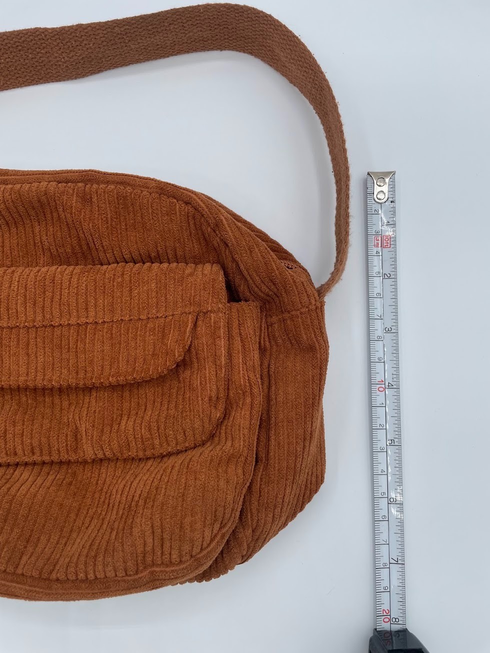 Rust Brown Corduroy Crossbody Messenger Bag Multi Pocket Y2K Boho