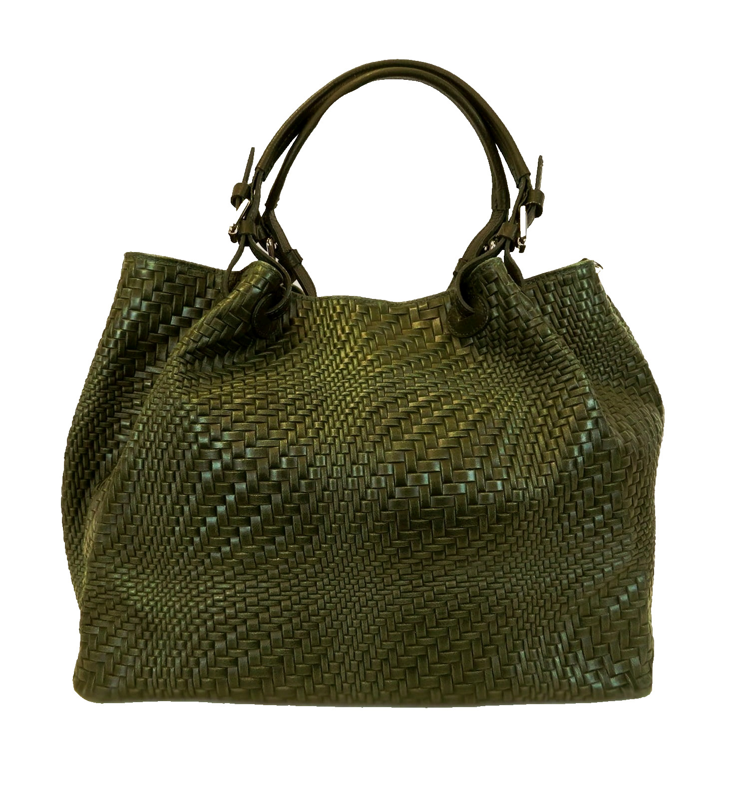 ITALIAN GENUINE LEATHER XL WEAVE EMBOSSED SATCHEL BAG HANDBAG – MADE IN ITALY