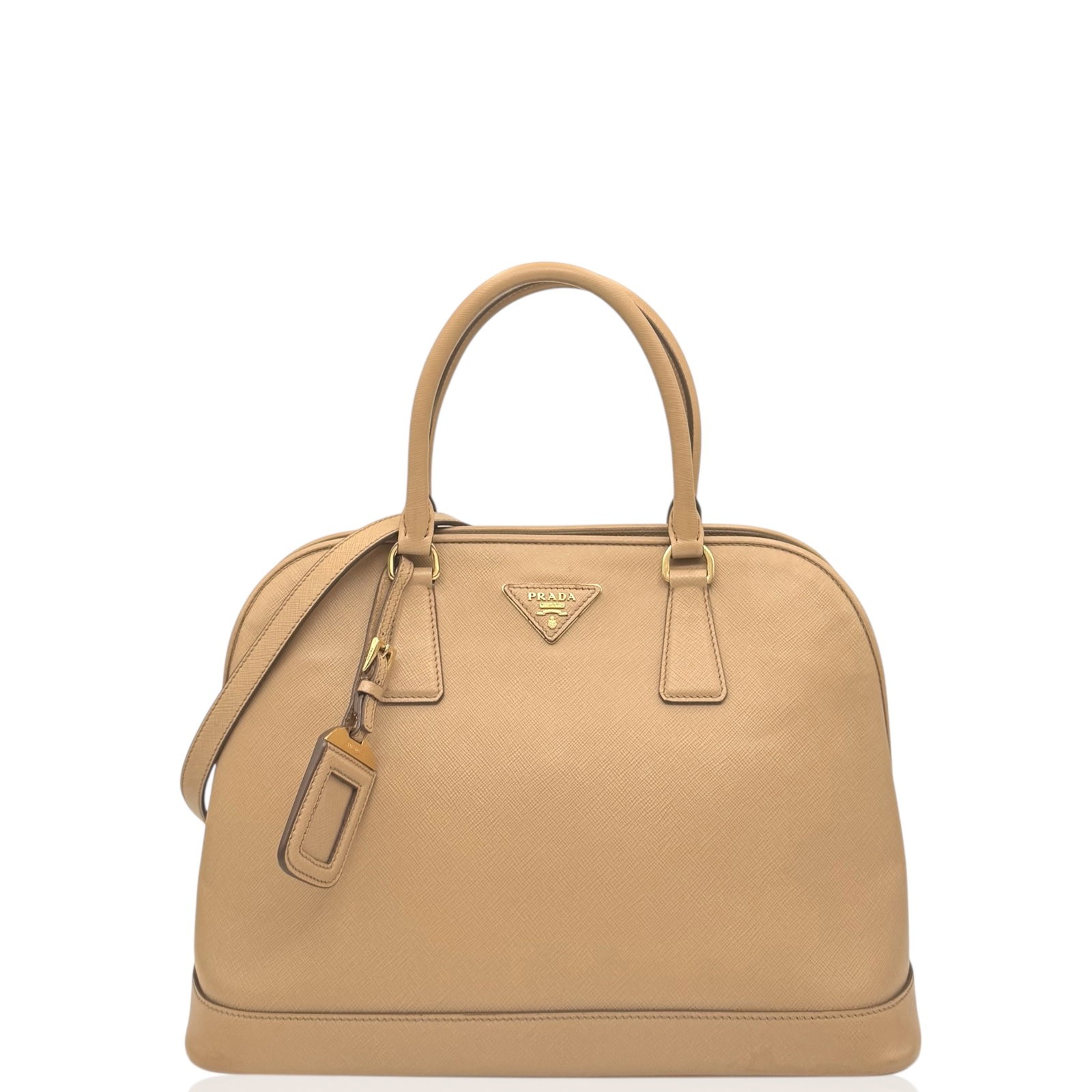 Prada Medium Lux Open Promenade Natural Tan Saffiano Calfskin (qy010526d0)