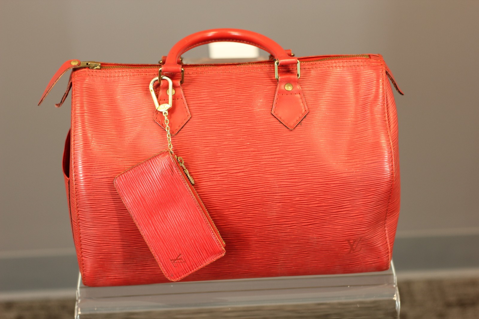 Louis Vuitton Speedy 35 Castilian Red Epi Leather with Pochette Cles Key Pouch