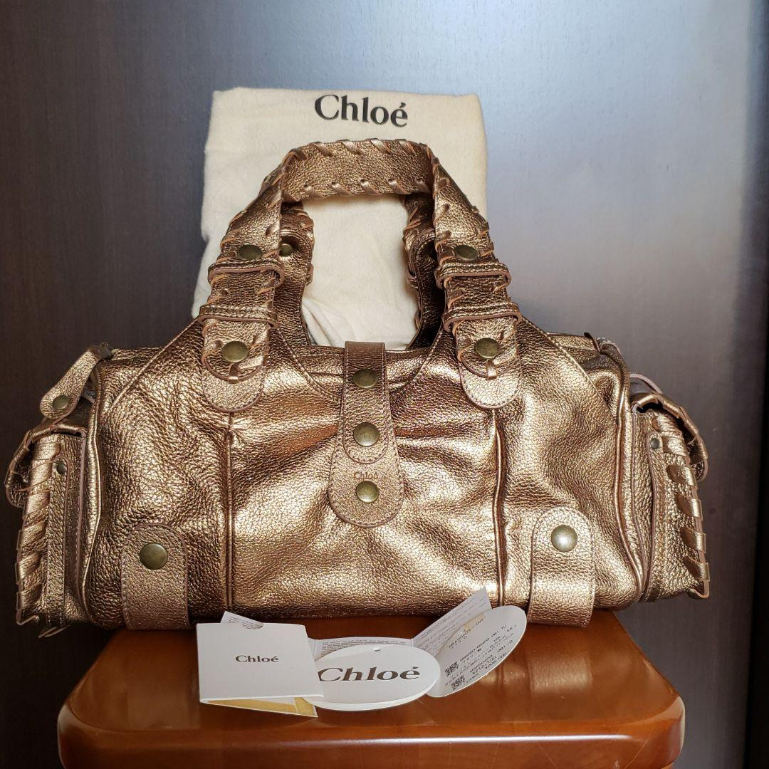 Chloe Silverado Leather Handbag Bronze Gold Limited Color Shoulder Bag Excellent
