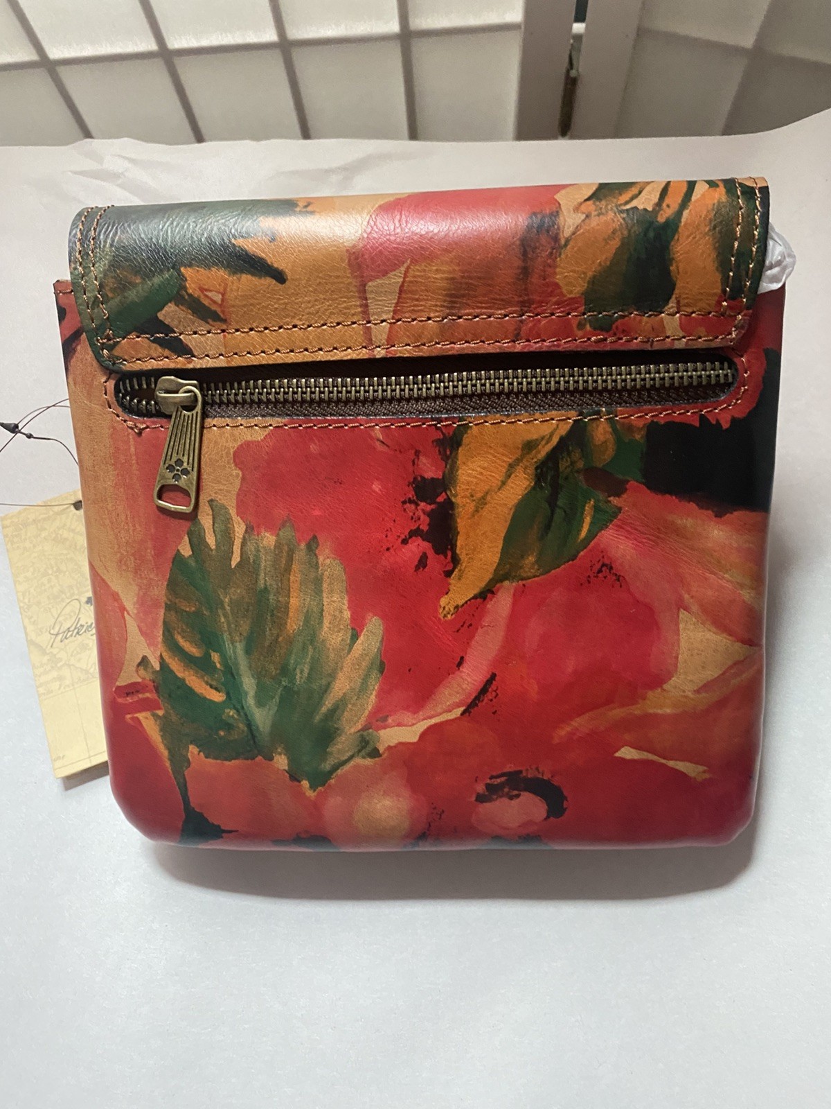 Patricia Nash Balluri Leather Crossbody Bag in Spring Multi Color Print NEW