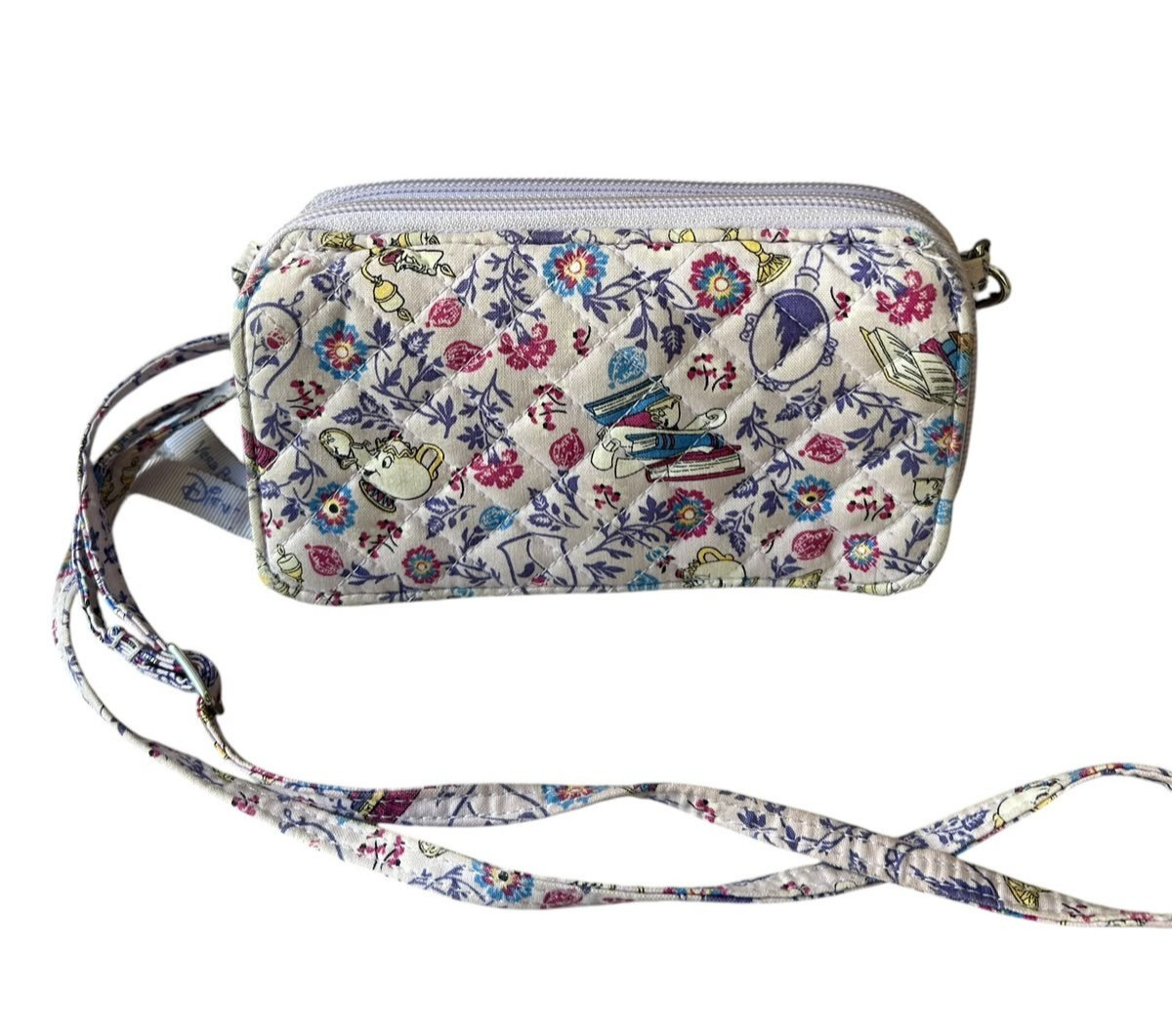Disney Vera Bradley Beauty & The Beast RFID Crossbody Wallet Floral Quilted Bag