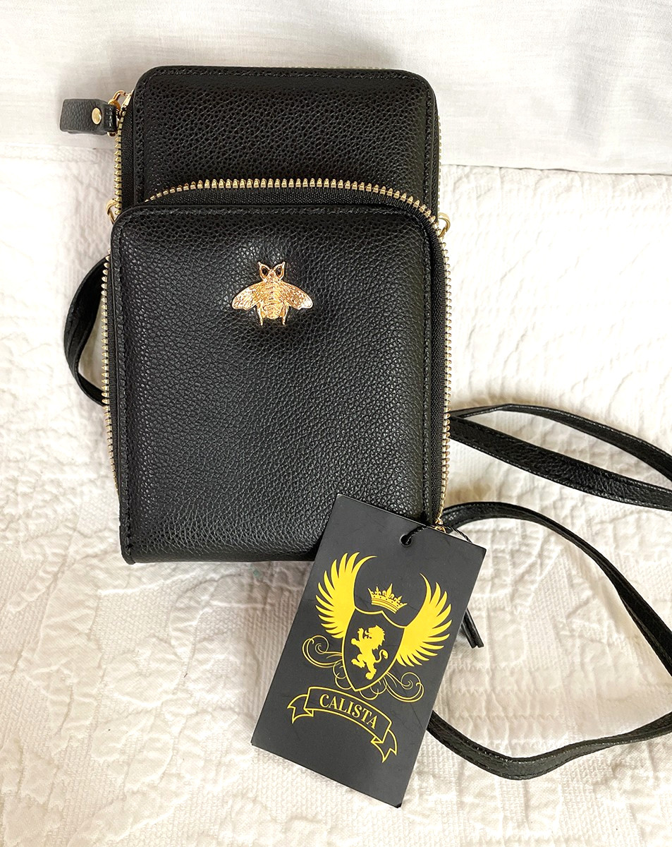 NWT Calista Queen Bee Vegan Leather Multi Compartment Crossbody Bag