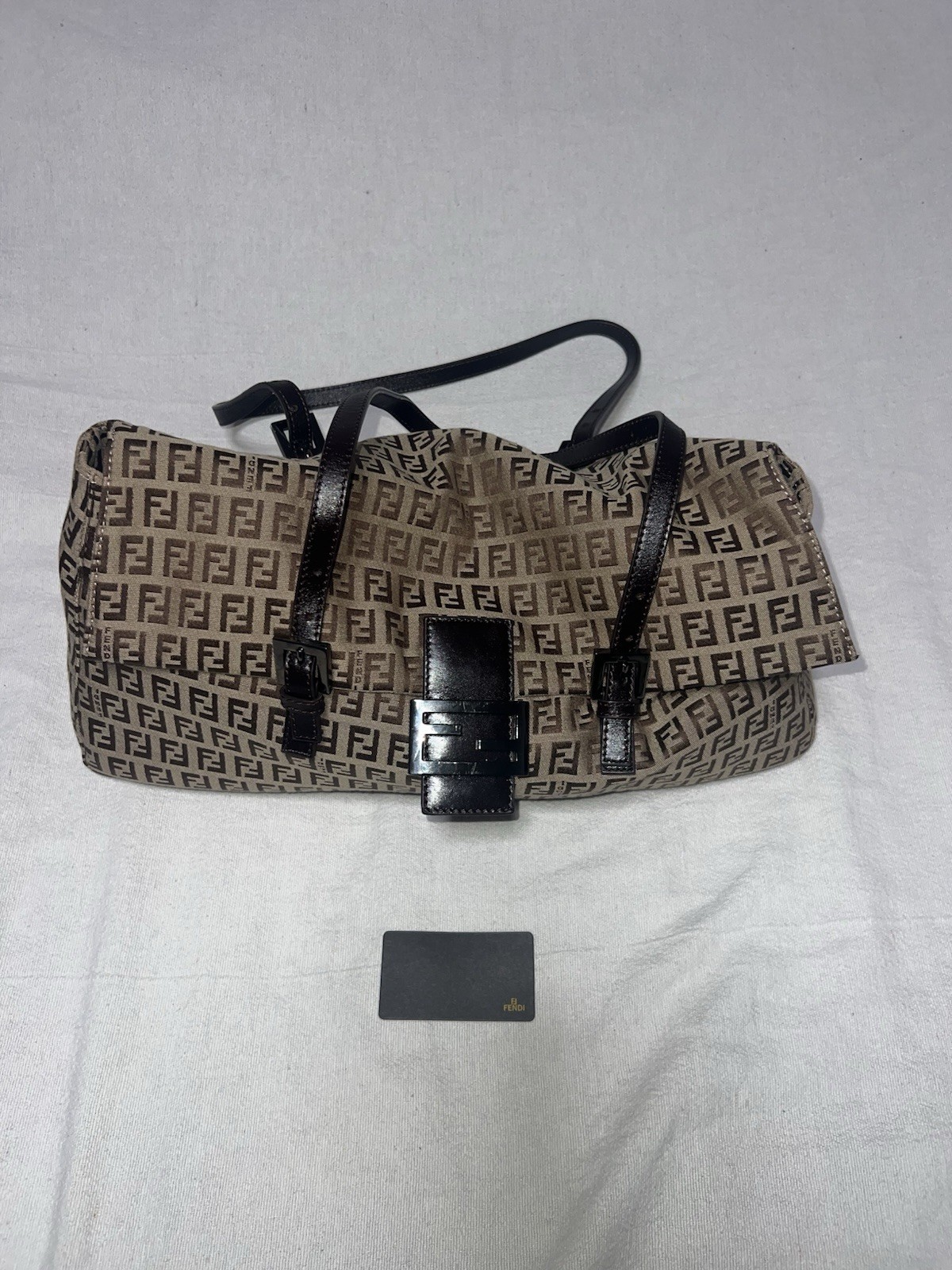 Fendi Zucca Mama Forever Baguette Shoulder Bag 3677-8R205-029 Vintage 2002 Y2k