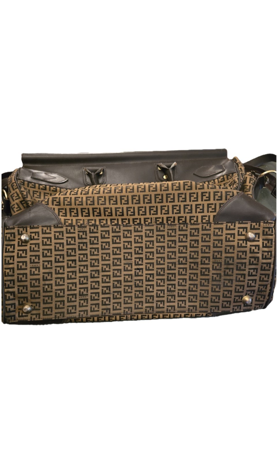 Vintage FENDI Zucca Pattern Travel Bag Large Brown 70s/80s