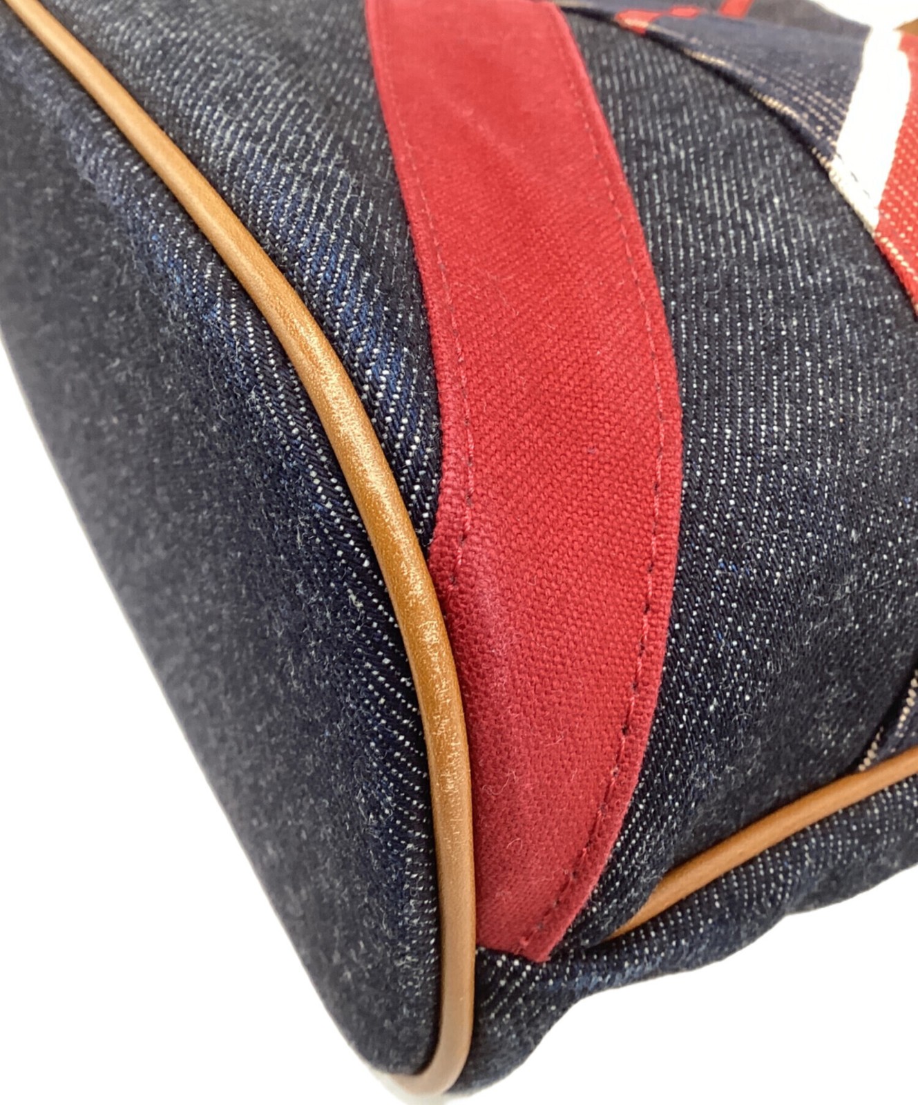 Burberry Blue Label Denim Union Jack 2Way Tote Bag Leather Strap AZAE46-970