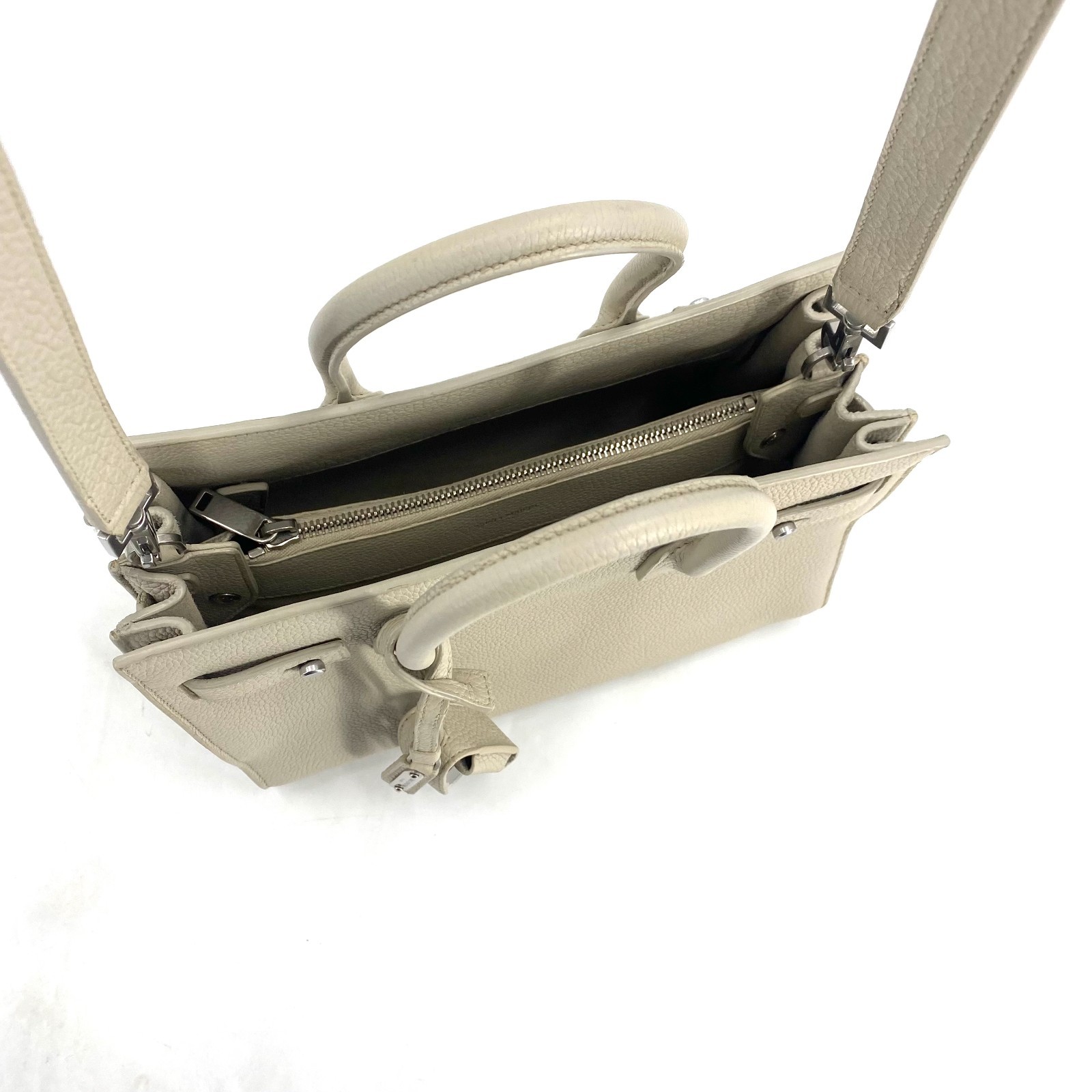 Pre-owned SAINT LAURENT Grained Calfskin Sac de Jour Dove White | H24868