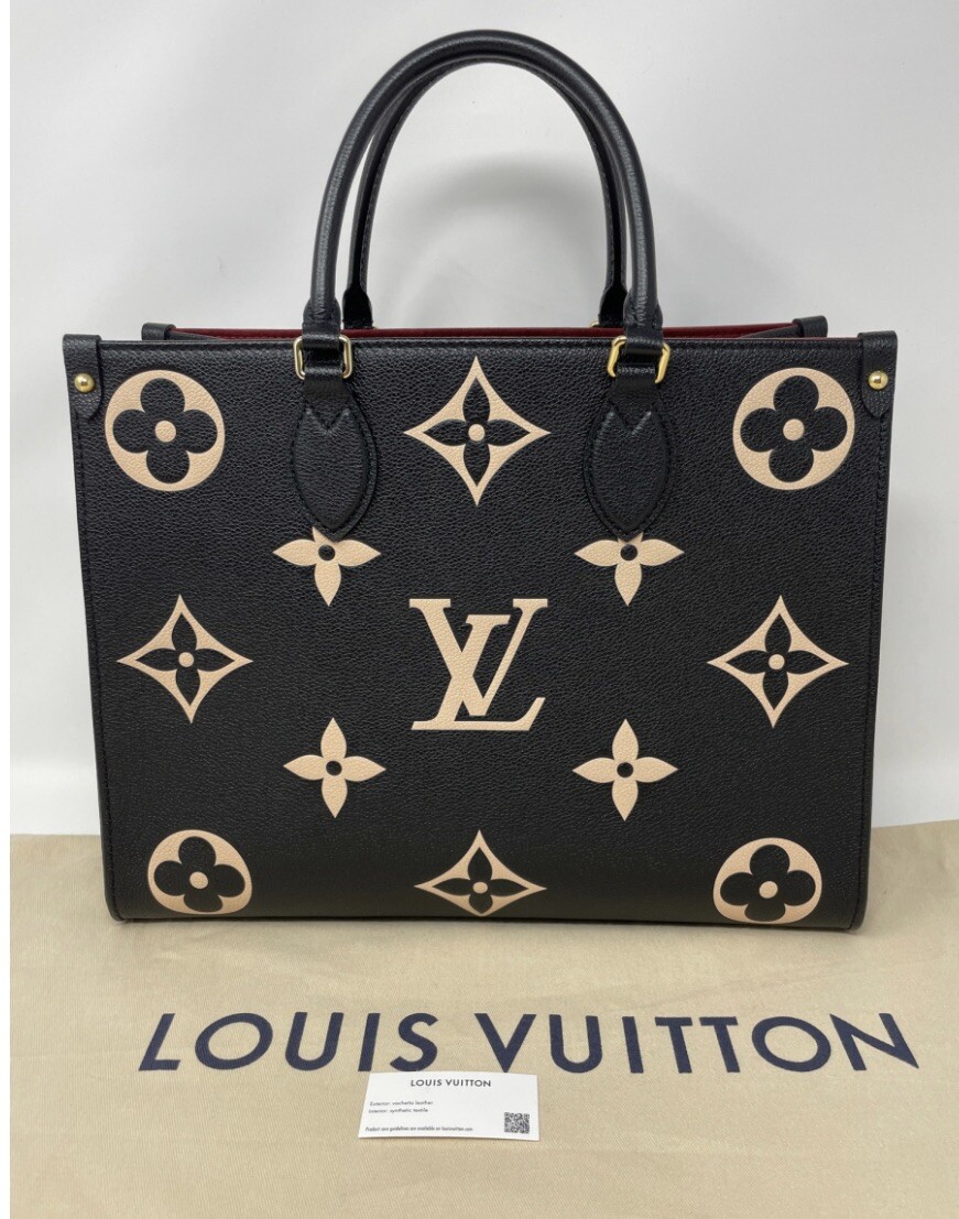 Louis Vuitton M45495 OnTheGo Tote MM Black/Beige NEW WITH TAGS!