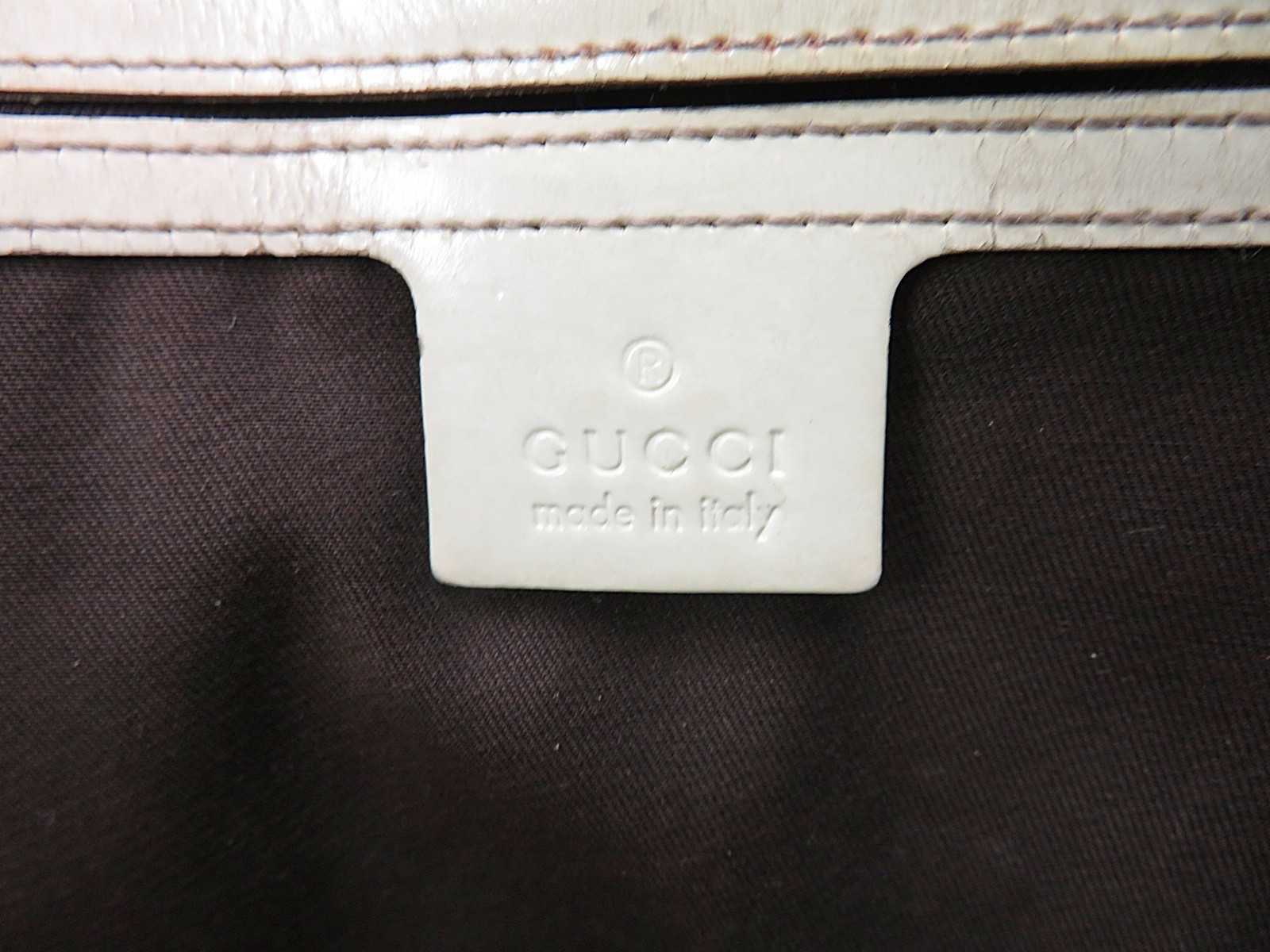 Auth GUCCI Joy Brown GG PVC Canvas and Off-White Leather Supreme Tote Bag #64223