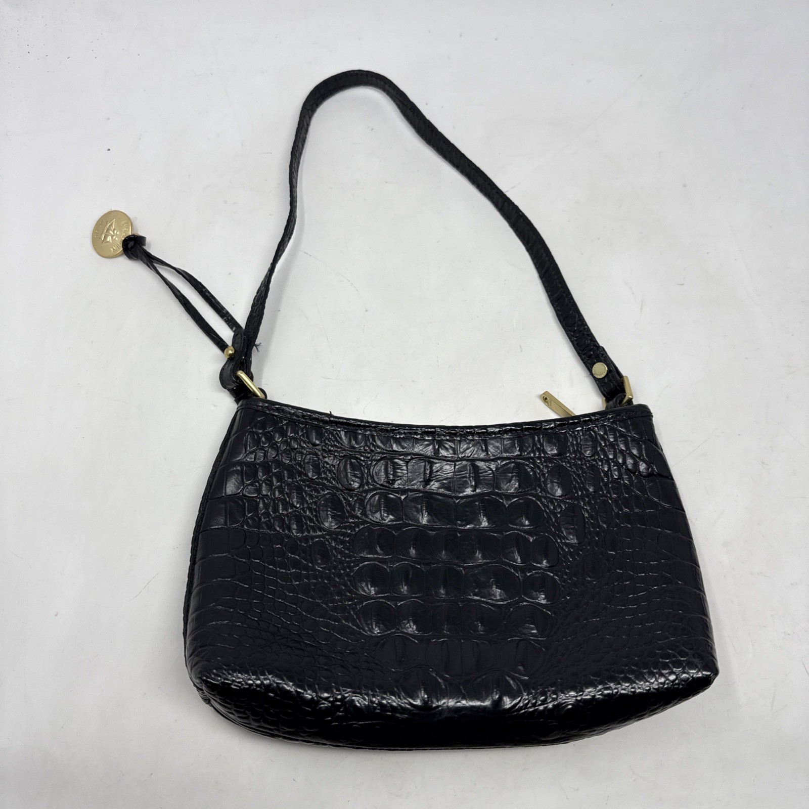 Brahmin Mini Anytime Small Shoulder Bag Black Croc Leather Melbourne