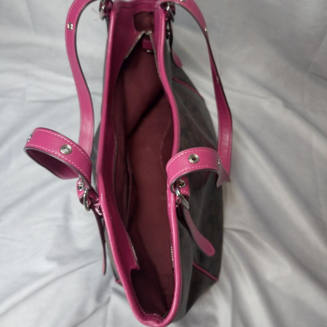 COACH Logo Print Handbag Brown Pink 30cm x 46cm x 17cm Stylish Bag