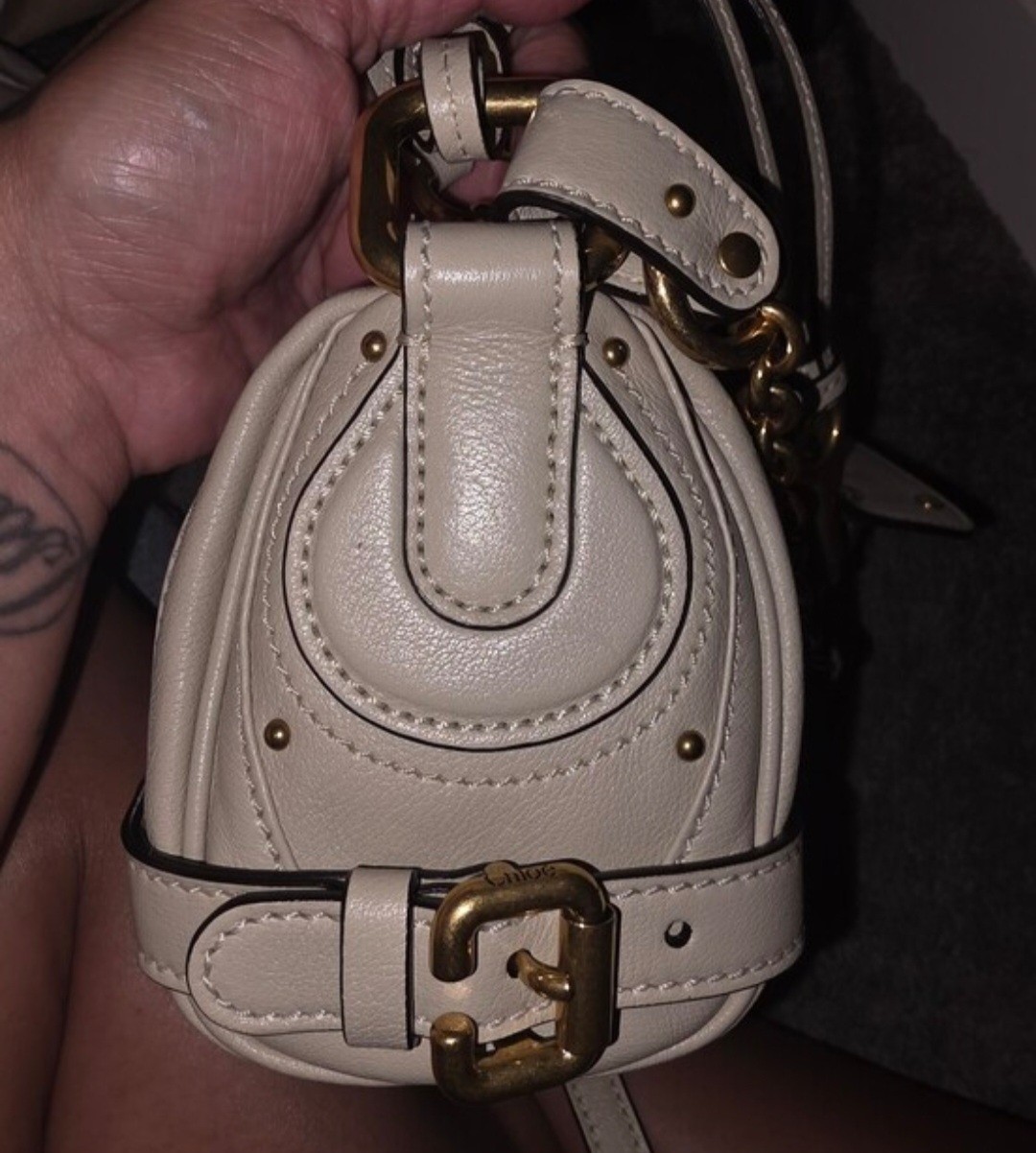 Chloé Beige Small Shoulder Bag Zip Padlock Gold Hardware Key Lock Dust Bag COA